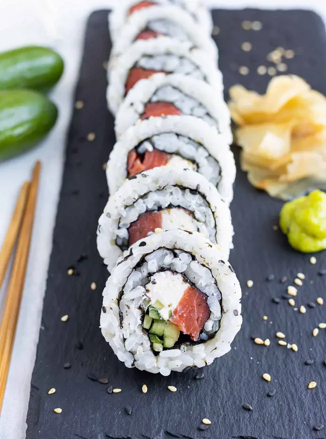 Philadelphia Roll sushi is extremely popular Japanese dish among Americans