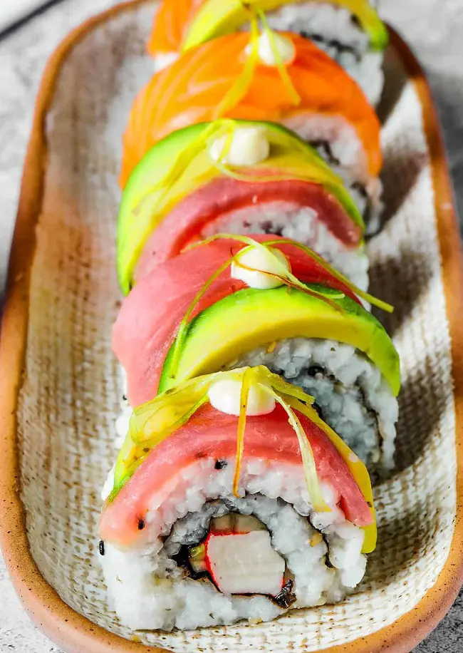 Rainbow Sushi can be perfect to make for house party of during weekend dinner